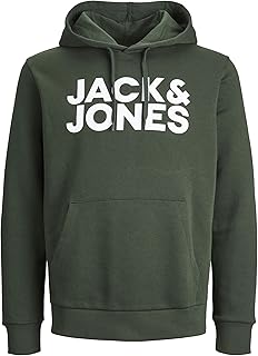 سويت شيرت مطبوع بلوجو «JACK & JONES» بغطاء للرأس للرجال