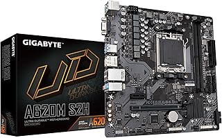 لوحة ام A620M S2H بـAM5 وLGA 1718 وAMD ومايكرو ATX وDDR5 ومنفذ 2 PCIe 4.0 وUSB 3.2 جيل 1 وشبكة محلية سلكية ريلتيك 1GbE وكيو فلاش بلس اي زي بلتش من جيجابايت مع ضمان 5 سنوات Socket AM5