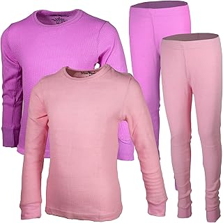 MISS POPULAR Girls 4-Piece Thermals Set | Long Sleeve Shirt and Pants Ages 1-16