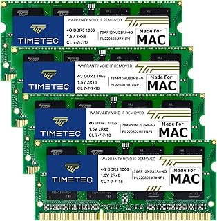 Timetec Hynix IC 16GB KIT 4x4GB متوافق مع Apple DDR3 1067MHz - 1066MHz PC3-8500 لـ iMac أواخر 2009 21.5 بوصة - 27 ترقية ذاكرة الوصول العشوائي MAC SODIMM | MAX Slots 10 1 11