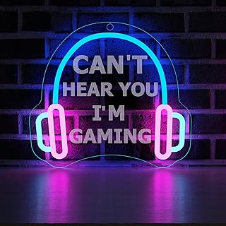 YuanDian Gamer Neon Sign, Can't Hear You I'm Gaming LED Neon Lights for Game Room Wall Decor, Gift Ideas for Boys Gamers Nephew Men Teen Son Grandson