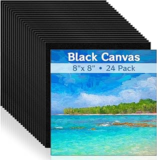 GBACHOOSE 24PCS 8x8 Black Canvases for Painting, Black Canvas Panels for Painting, Drawing and Art Supplies, Blank Small Canvases for Painting Acrylics Oil Watercolor Tempera Paints