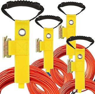 AKOLAFE 4 Pack Extension Cord Organizer Yellow E Track Accessories 16” Etrack Extension Cord Strap Holder Heavy Duty Air Hose Straps Storage Straps Rope, Cable, Cord Hanger for Wall E-Track Management