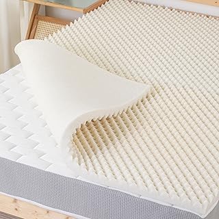 Greaton, 2-Inch Convoluted Copper-Infused Memory Foam Mattress Toppers, Cooling and Pressure Relieving with Airflow Design, Queen, Beige