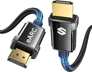 سيلك لاند كيبل HDMI 8K ARC/eARC 2.1 لمكبر الصوت 3 قدم، 8K@60Hz، 4K@120Hz فائق السرعة دولبي اتومز 48Gbps، HDR10، HDCP 2.2&2.3 متوافق مع فيزيو سامسونج بوز ساوند بار، تلفزيون UHD وبلو راي