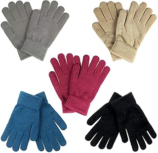 GOLEDLF Winter Magic Gloves for Adults, 5 Pairs of Stretchy Knit Warm Gloves for Men, Women and Teens