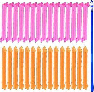 مجموعة بكرات تصفيف الشعر اللولبية الحلزونية من TUPARKA 30 عبوة بدون مجعد شعر حراري وخطاف تصفيف للشعر الطويل جدًا حتى 55 سم