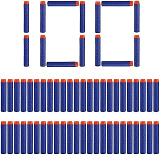 سهام رصاصة من الإسفنج لإعادة الملء مقاس 7.2 سم من أجل نيرف إن سترايك إليت سيريز بلاسترز مسدس لعبة للأطفال (100 قطعة باللون الأزرق)، قطن