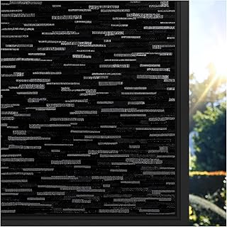 رابيت جو غشاء تعتيم للنافذة، غشاء نافذة للخصوصية لحجب الشمس لتعتيم الغرفة، غطاء نافذة تعتيم قابل للازالة لنوم المنزل، ملصق نافذة زجاجي بلوري مضاد للاشعة فوق البنفسجية، اسود، 23.6 انش × 78.7 انش