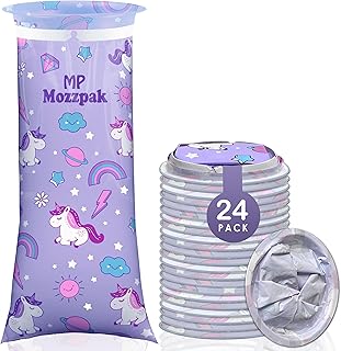 MP MOZZPAK Unicorn Kids Vomit Bags Disposable 24 Pack - Emesis Bags, Leak-Proof Barf Bags, Motion Sickness Relief for Children, Travel Friendly Puke Bags, Throw up Bags for Car, Plane, & Road Trips