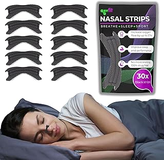 Nose Plasters for Snoring - Reduce Snoring, Improve Breathing, Sleep & Performance.Drug-Free Nose Strips Relieve Nasal Congestion & Promote Natural Airflow (Black-30)