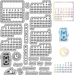 كراسباير اختام شفافة للتاريخ والتقويم والشهر العتيق، اختام مطاطية قابلة لاعادة الاستخدام وخلفية بريدية شفافة من السيليكون لصنع بطاقات اليوميات والديكور ولوازم سجل القصاصات واطار الفيلم