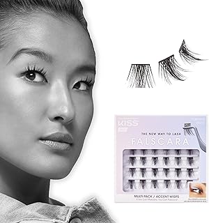 KISS FALSCARA False Eyelashes WISPS Multipack, Accent, DIY, Ultra Glam, Invisible, Rewearable 3x, Buildable & Customizable, Easy To Apply, Split Lash Tip | 24 Wisps