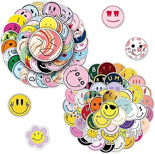 100PCS Cute Smiley Face Stickers - Kawaii Vinyl Decals for Water Bottles,Laptops,Journals and More - Funny,Adorable Designs Featuring Happy,Sad,Angry and Excited Expressions for Kids,Teens,and Adults