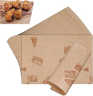 100 PCS Greaseproof Paper Sheets for Food Basket & Plate Liners, greaseproof Paper Sheets, Food Paper Sheets, Burger Paper Sheets, for Rosating, BBQ, Baking Cookies(20x30cm)