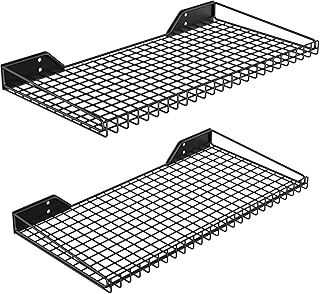 الترا وول رف يثبت على الحائط للمراب، عبوة من 2 رف معدني 23.5 انش × 12 انش، ارفف حائط شديدة التحمل مناسبة للمتاجر والسقيفة وتخزين المرآب، سبيكة صلب، أسود
