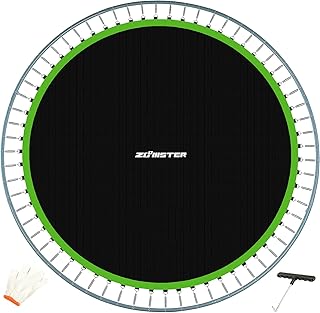 زوومستر بساط قفز بديل، يناسب اطار الترامبولين الدائري بطول 15 قدم مع 96 خطاف على شكل حرف V، باستخدام زنبركات 7 انش 159 انش، بساط ترامبولين ممتاز
