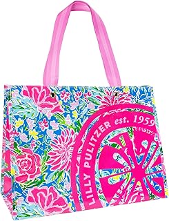 Lilly Pulitzer XL Market Shopper Bag, Oversize Reusable Grocery Tote with Comfortable Shoulder Straps