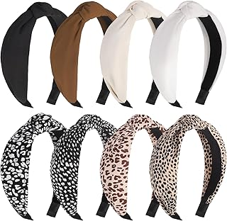 obeoby Headbands for Women, 8Pcs Leopard Knotted Headbands Fashion Headbands for Women and Girls