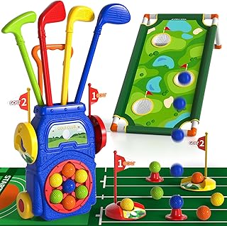 WATUDOU Toddler Golf Set Toys for Kids, Kids Toddler Golf Clubs with 7 Balls, Putting Mat & Golf Board, Toys Gifts for 3 4 5 6 Year Old Boys, Christmas Birthday Gifts for 3 4 5 6 Year Old Boy Kids