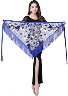 ZLTdream Women Belly Dance Triangle Hip Scarf Skirt with Fringe & Sequin Rave Costume