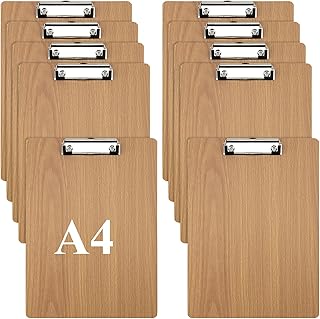 MAHIONG 10 Pack A4 Clipboard, Hardboard Wooden Clip Boards with Low Profile Clip & Hanging Hole for Office Work, Restaurant