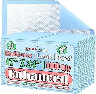 Chucks Pad Disposable Underpads 17x24 | [100 Pack] Incontinence Chux Pads Absorbent 2g SAP Fluff Protective Bed & Pee Pads for Babies, Kids, Adults & Elderly | Puppy Pads Large for Training Leak Proof