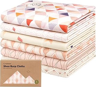 Organic Burp Cloths Baby Girl, Boy - 6-Pack Large Baby Burp Cloths, Super Absorbent Burping Cloths for Babies, Soft & Plush Cotton Burp Cloth, Spit Up Burp Rags, Newborn Burp Clothes (Prism)