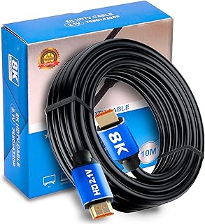 ستورايت كيبل HDMI 2.1 بطول 10 متر 8 كيه 48 جيجابايت في الثانية فائق السرعة 8K عند 60 هرتز، صوت وفيديو HD متوافق مع التلفزيون ووحدة التحكم في الالعاب والكاميرا واللابتوب وجهاز العرض (ازرق)