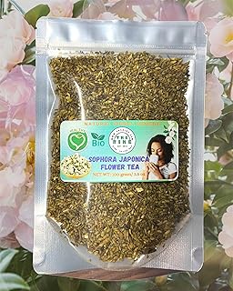 Dried Sophora Japonica Flower tea Herbal Tea Hoa Hoe Styphnolobium Japonicum Japanese Pagoda Scholar 100 Gram for Antioxidants, Stress Relief, Boost Energy,support Immune System