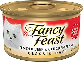 Purina Fancy Feast Grain Free Pate Wet Cat Food, Tender Beef & Chicken Feast - (24) 3 oz. Cans