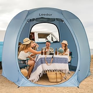 Patio Gazebo Screen House Room, LEEDOR Pop Up Outdoor Gazebo Tent with Roll Up Mosquito Netting, Easy Setup & Waterproof & Sunshade, Suitable for Camping Trip, Backyard, Beach, Picnic - Grey