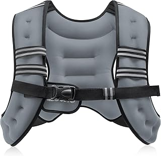 ZELUS Weighted Vest, 8 lb 12 lb 16 lb 20 lb Adjustable Weight Vest for Men and Women, Body Weight Vest with Reflective Stripe & Armband Pouch for Home Gym Strength Training Weight Loss Workout, Grey(8