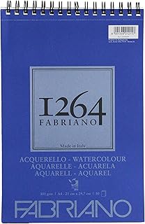 دفتر رسم 1264 فابريانو بالوان مائية من هونسيل، اطار حلزوني 1264 300 جرام/م² به 30 ورقة مقاس DIN A4 من ورق الساتان الابيض الطبيعي متوسط الحبيبات حمضي لجميع تقنيات التجفيف، موديل 19100649