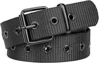 VONMELLI Double Grommet Belt for Men Women Punk Rock Nylon Belt Jeans Pants