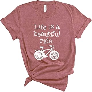 تي شيرت جميل للجنسين قميص بعبارة Life is a Beautiful Ride تيشيرت دراجة فائق النعومة ومريح.