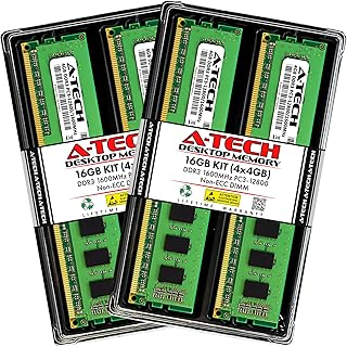 وحدات ذاكرة RAM DDR3 16GB (4x4GB) 1600MHz PC3-12800 CL11 DIMM 240 دبوس غير ECC UDIMM من ايه تيك، من اتيك كومبوننتس