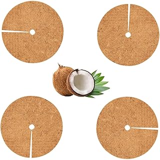 Pack of 4 Coconut Mats, 30 cm Natural Coconut Fibre Mat, Coconut Disc, Sustainable Frost Protection and Cold Protection, for Plant Protection, Frost, Protection from Moisture