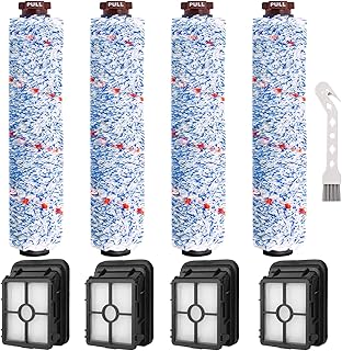 مجموعة قطع غيار بديلة متوافقة مع مكنسة بيسيل كروس ويف 1785 2306 مكونة من 8 قطع عبارة عن 4 عبوات فرشاة متعددة الأسطح 1868 و 4 عبوات فلتر مكنسة 1866 ملائمة للقطعة رقم 1608683 160-8683 1608684 من بفونوي