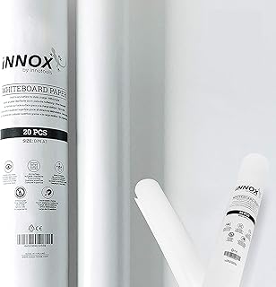 INNOX® Electrostatic Self-Adhesive Whiteboard Film - Adheres Magnetically to All Surfaces | Ideal Flipchart Paper for Meetings, Brainstorming and Coaching | White, 20 Sheets