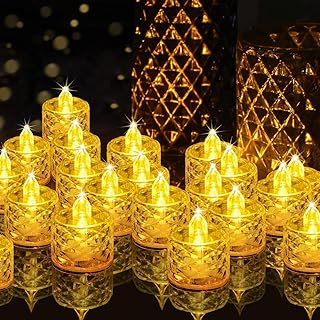 مصابيح شموع لزينة رمضان من ياويلتي، بدون لهب، شمعة LED شفافة بدون دخان، ديكور رمضان للمنزل، 24 قطعة