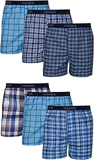 مجموعة من 5 ملابس داخلية Hanes Mens Tartan Boxer قطن بوليستر