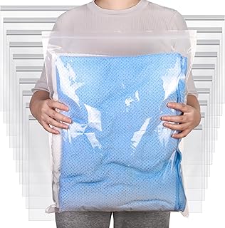 20PCS Large Travel Clothes Storage Bags, 50×60 CM, 40 * 50 CM Clear Seal Bags Waterproof Luggage Organiser Resealable Large Plastic Luggage Pouch or storing large coats, clothes, quilts