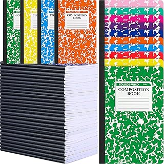 Fainne 50 Pack Composition Notebooks Bulk, 200 Pages (100 Sheets), Marble Cover Composition Journal A5 College Ruled Composition Book for Students Home School Office Supplies, 8.3" x 5.5"