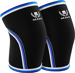 Mava Sports Pair of Knee Compression Sleeves Neoprene 7mm for Men & Women for Cross Training WOD, Squats, Gym Workout, Powerlifting, Weightlifting