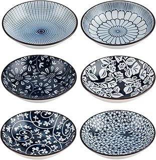 GXIQYL 6Pcs Soy Sauce Dipping Bowls, Ceramic Dipping Bowls Pinch Bowls Small Dip Bowls Set Sauce Dish Bowls Side Dish, Ketchup Soy BBQ Sushi Party Condiments Serving Bowl Set of 6 (Multicolor)