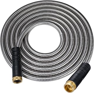 15 FT Garden Hose Metal Hoses - Flexible Water Hose with Extra-Strong Brass Connector，Superior Strength Layers Latex - Leakproof Lightweight Metal Pipe for Watering&Washing