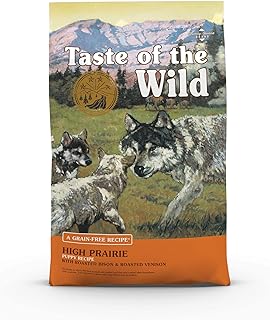 Taste of the Wild High Prairie Canine Grain-Free Recipe with Roasted Bison and Venison Dry Dog Food for Puppies, Made with High Protein from Real Meat and Guaranteed Nutrients and Probiotics 28lb