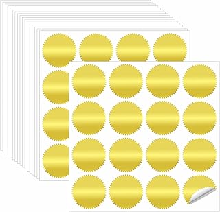 320 قطعة من الملصقات المعدنية الذهبية المستديرة، ملصقات نقش ذهبية فارغة مع حافة مسننة، ملصقات ويفر ذاتية اللصق من رقائق الذهب، ملصقات ختم للظرف والشهادات (كل 2 انش)، من هيباي