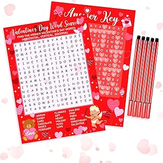 Capoda 41 Pcs 4th of July Game Set Word Search Game Patriotic Game 30 Players with 10 Pens for Adults Child Independence Day Home School Classroom Activities Holiday Party Favors(Romantic)